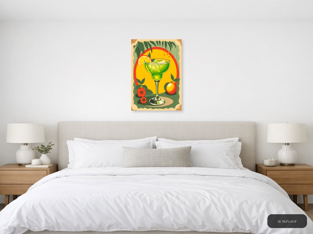 Vintage Margarita Cocktail with Citrus Fruits Wall Art — A2 / Bedroom