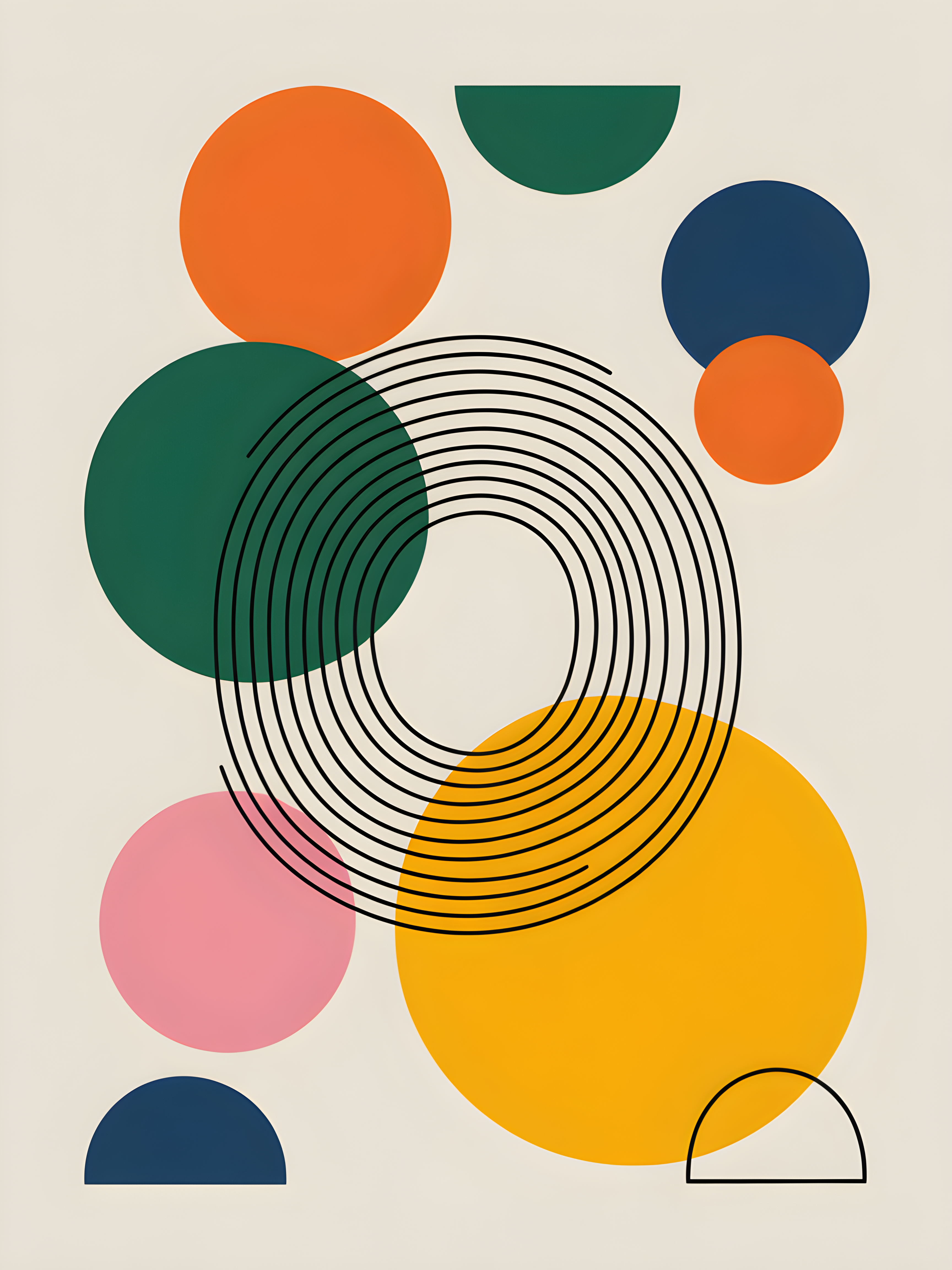 Abstract Geometric Circles Line Art Modern Wall Art