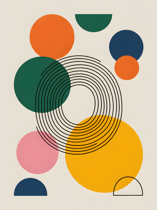 Abstract Geometric Circles Line Art Modern Wall Art