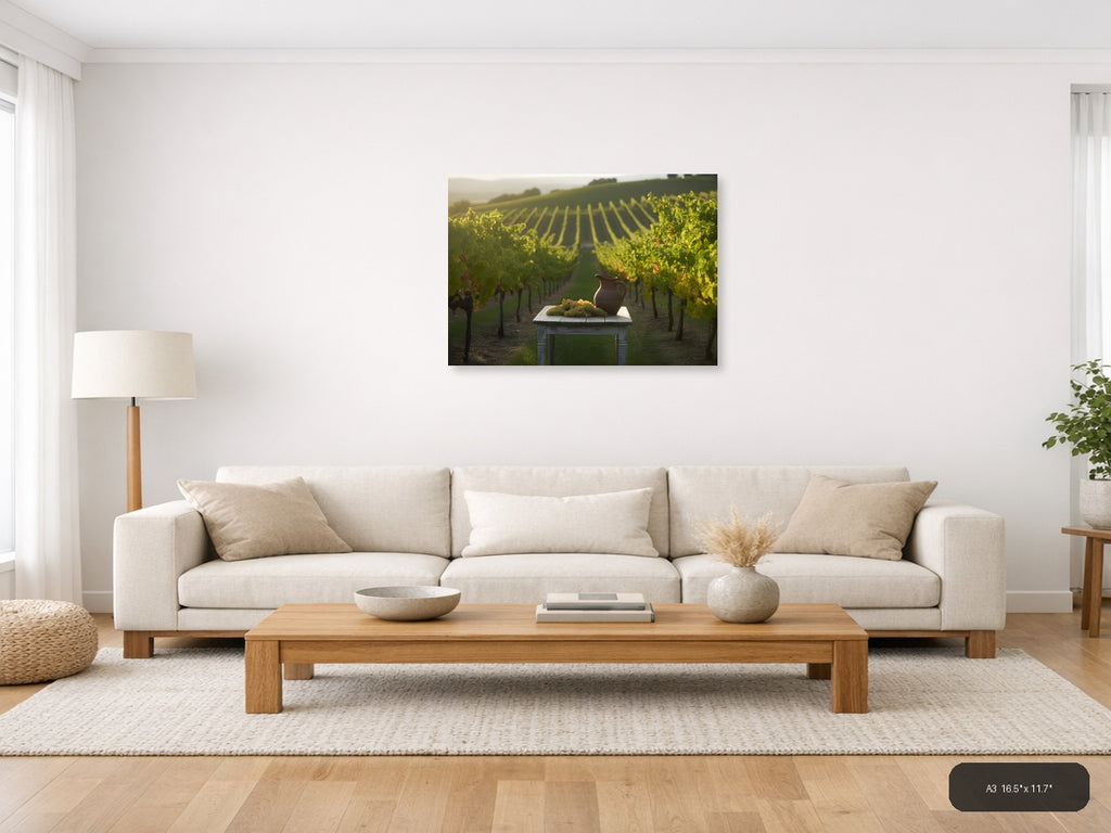 Wine — Minimalist (Landscape) Canvas Print | Minimalist Wall Art | A4 A3 A2 A1 — A3 / Living Room