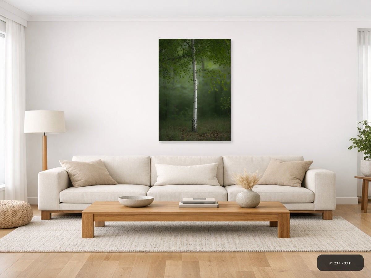 Forest Fog Photography — Minimalist (Portrait) Canvas Print | Minimalist Wall Art | A4 A3 A2 A1 — A1 / Living Room