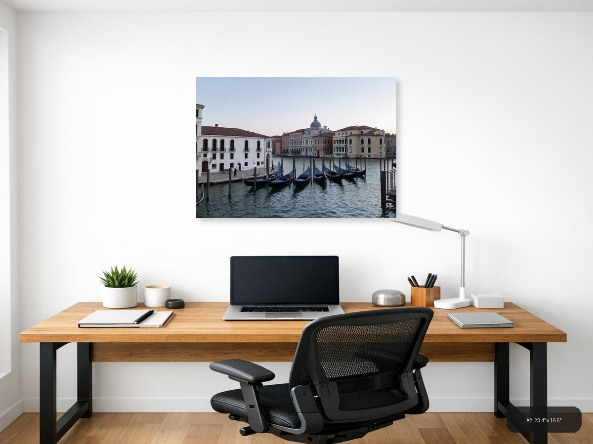 Venice Grand Canal Gondolas Architecture | Minimalist Landscape Wall Art — A2 (Office)