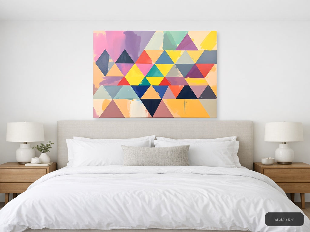 Colorful Abstract Triangle Geometric Pattern Wall Art — A1 / Bedroom