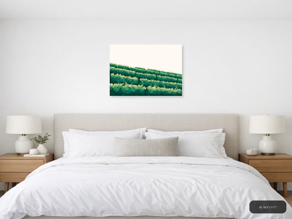 Minimalist Green Forest Landscape Layers Wall Art — A3 / Bedroom