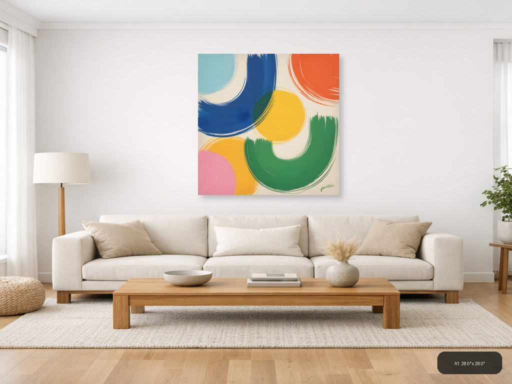 Colorful Abstract Circles Modern Wall Art — A1 / Living Room
