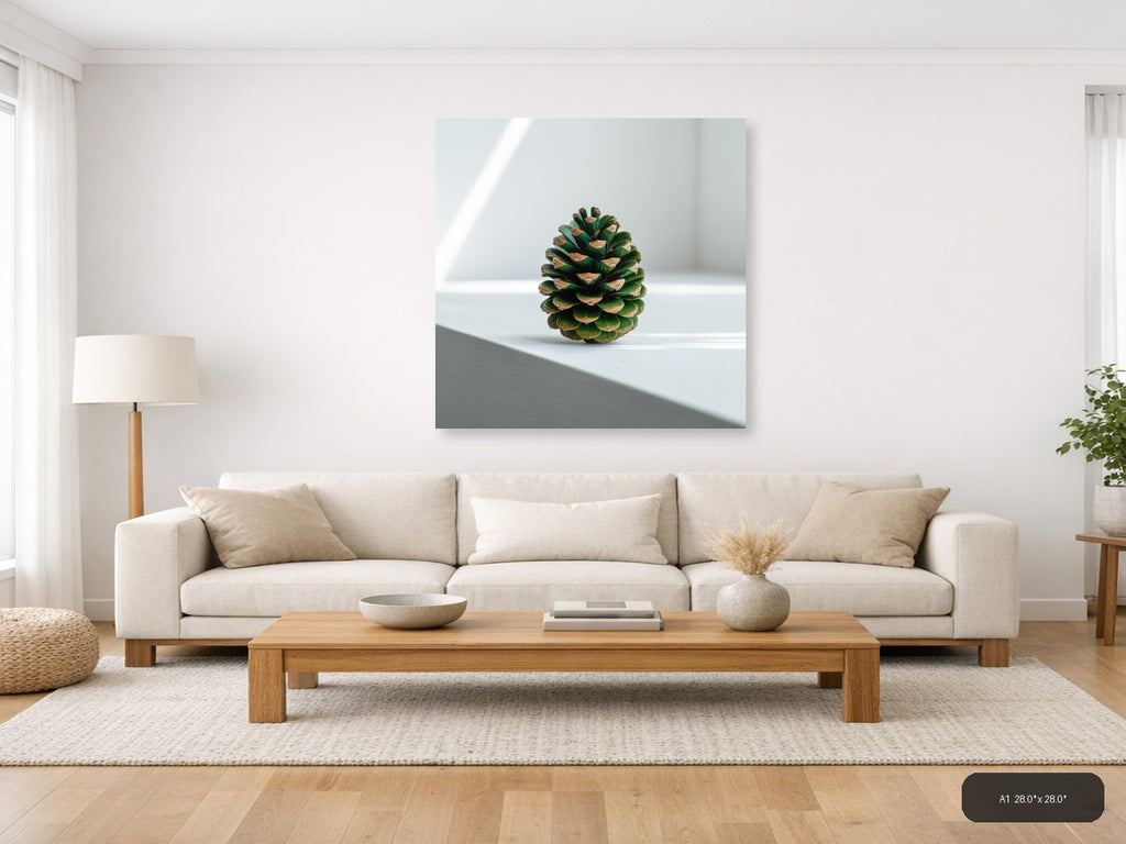 Green Pinecone Minimalist Still Life Wall Art — A1 / Living Room