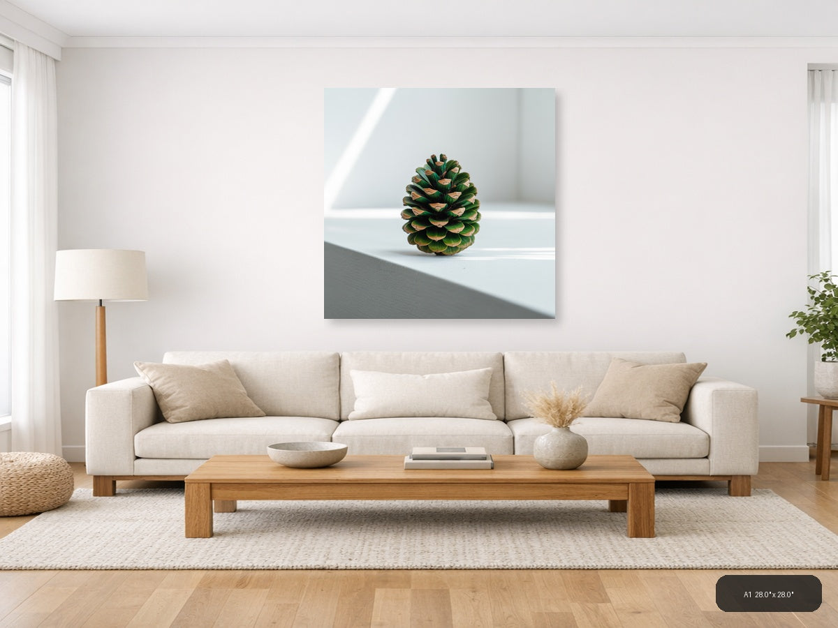 Green Pinecone Minimalist Still Life Wall Art — A1 / Living Room