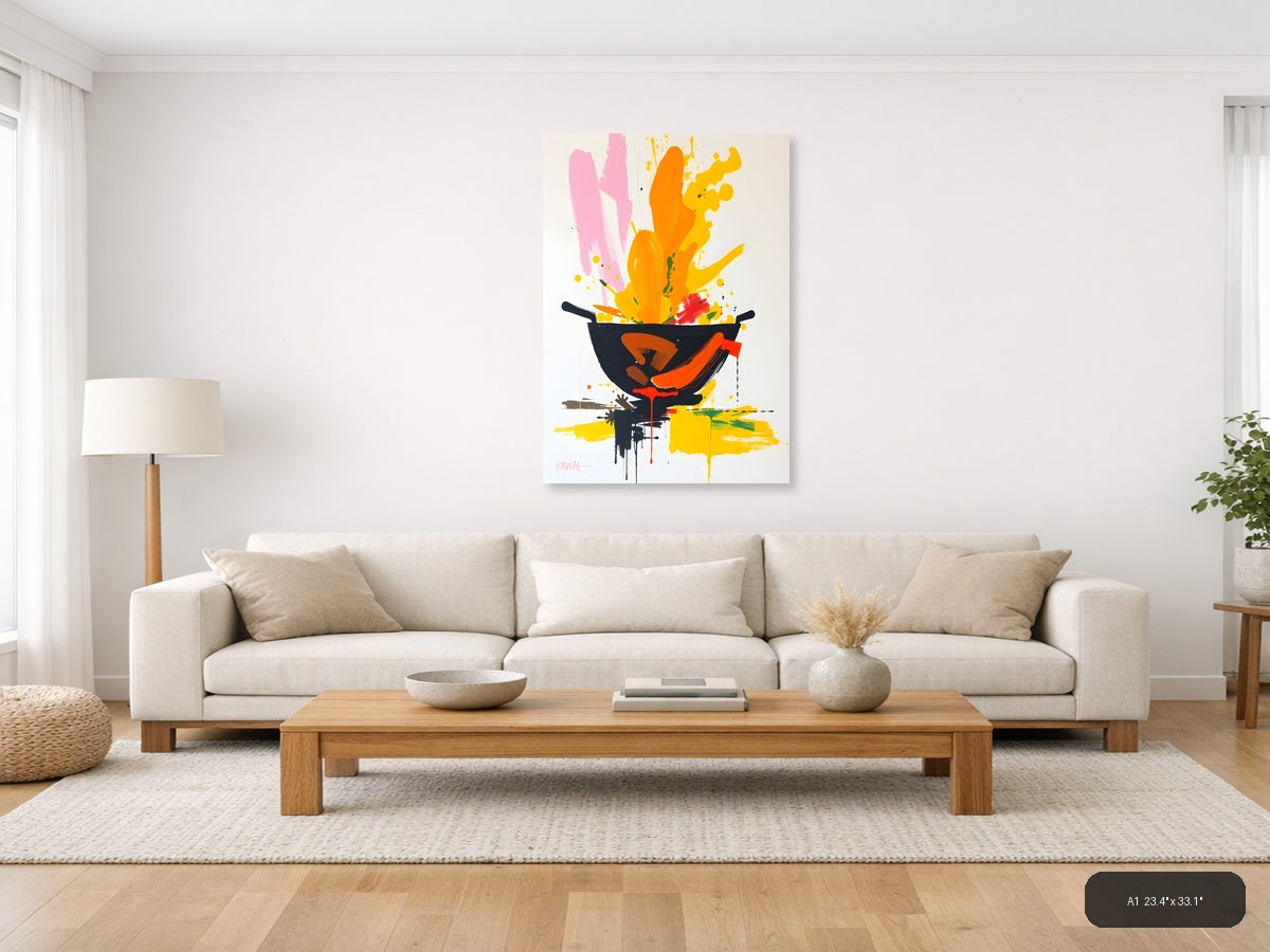 Abstract Wok Pan Explosion | Modern Kitchen Wall Art — A1 / Living Room