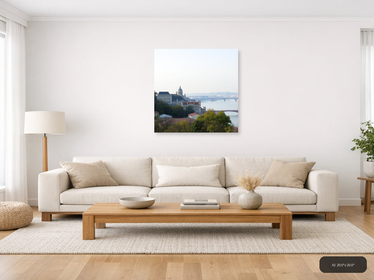 Budapest Danube River Cathedral Cityscape Minimalist Wall Art — A2 (Living Room)