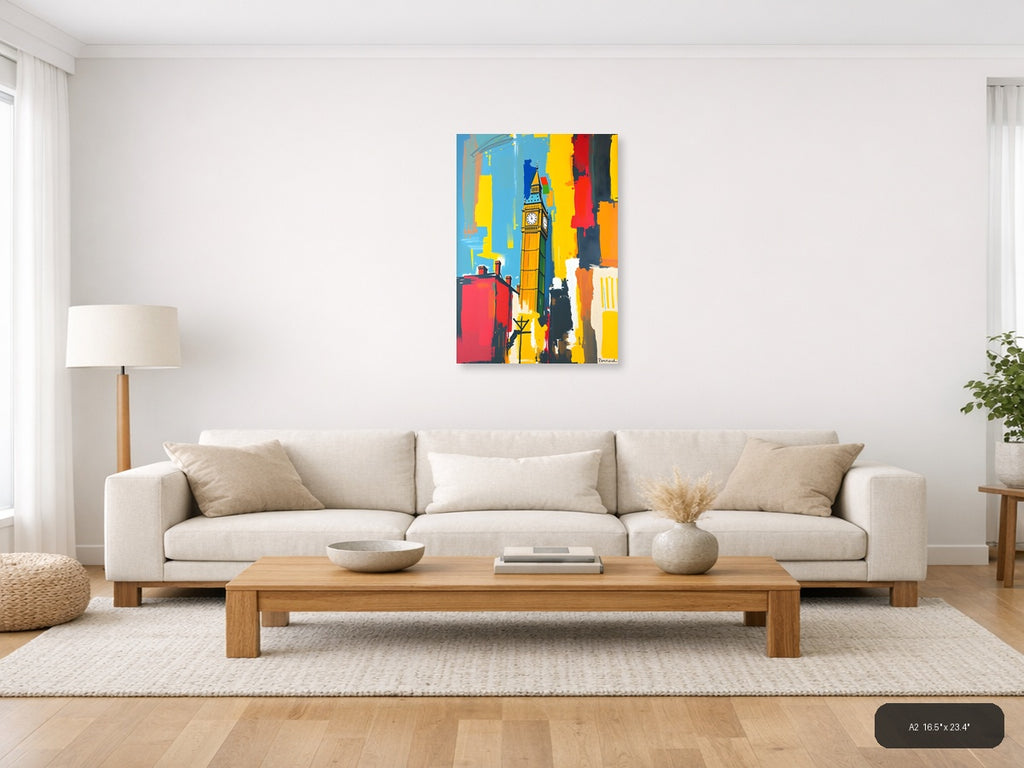 Big Ben London Abstract Pop Art Colorful Wall Art — A2 / Living Room