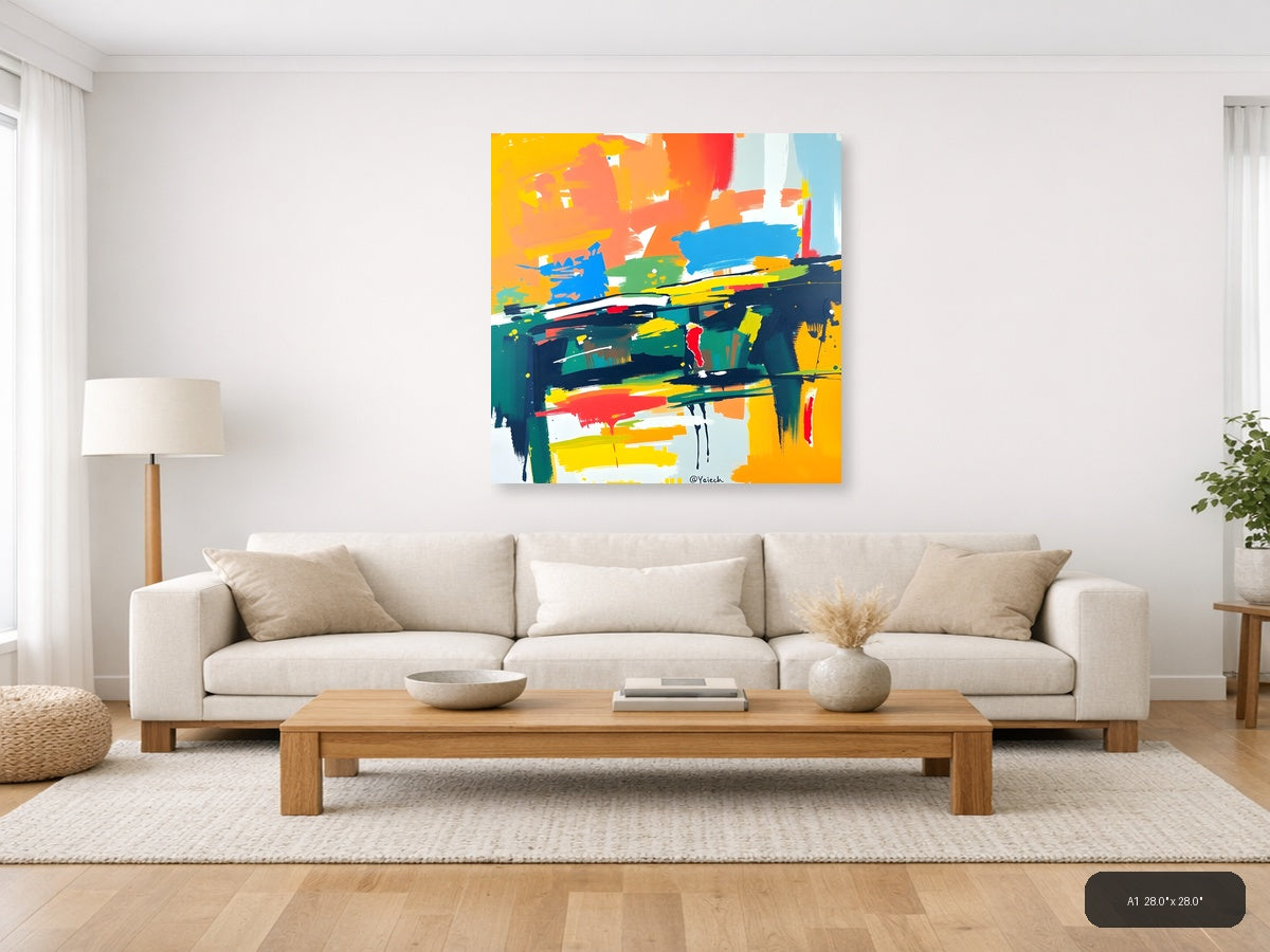 Vibrant Abstract Brushstrokes Colorful Modern Wall Art — A1 / Living Room