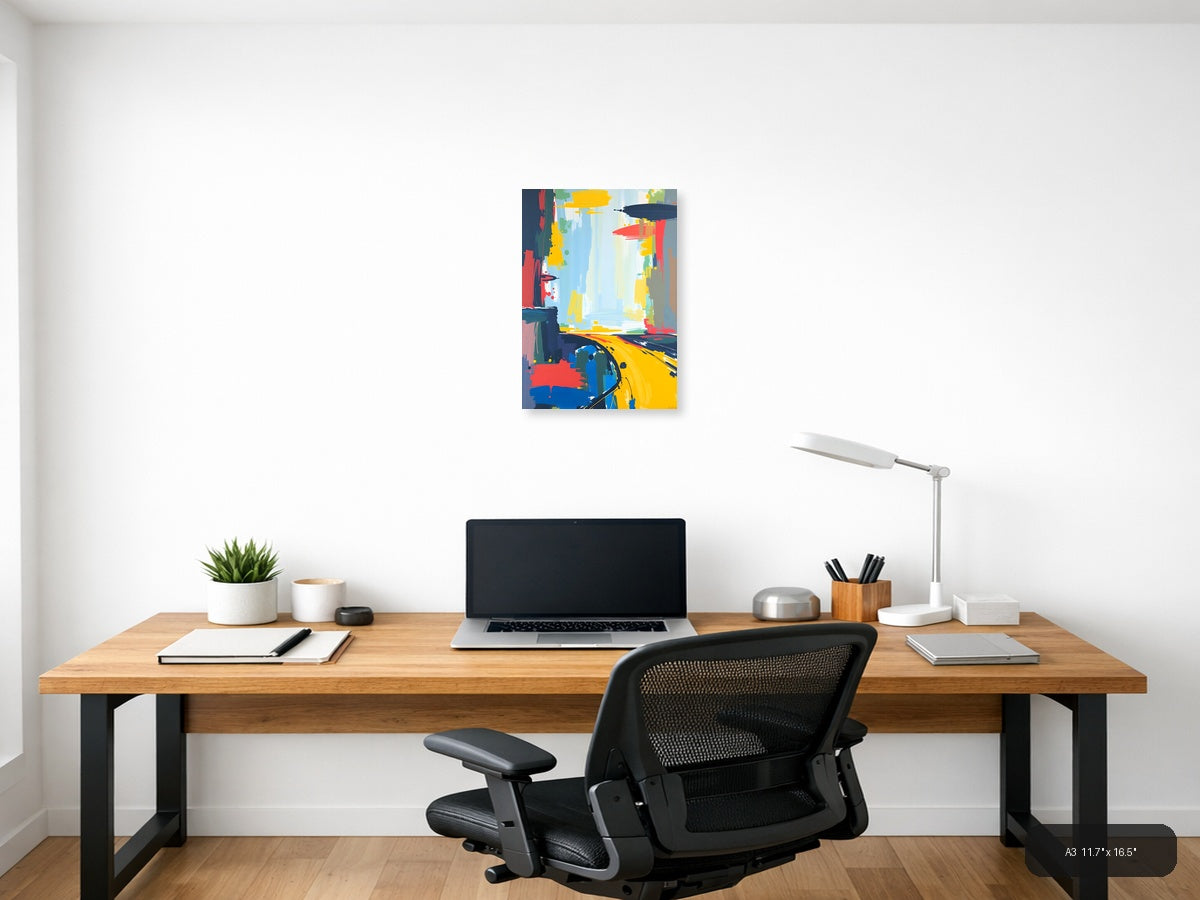 Vibrant Abstract Expressionist Composition Wall Art — A3 / Office