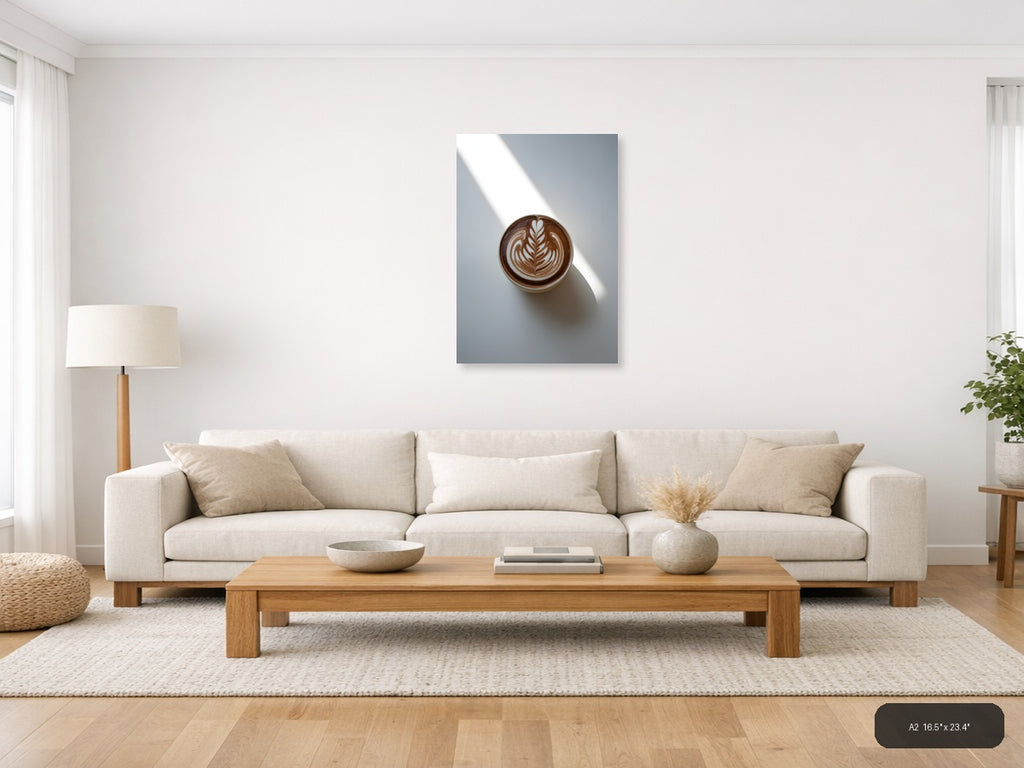Latte Art Coffee Cup Minimalist Wall Art — A2 / Living Room