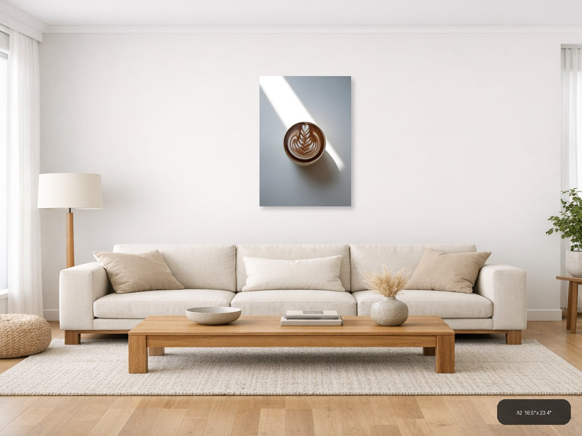 Latte Art Coffee Cup Minimalist Wall Art — A2 / Living Room
