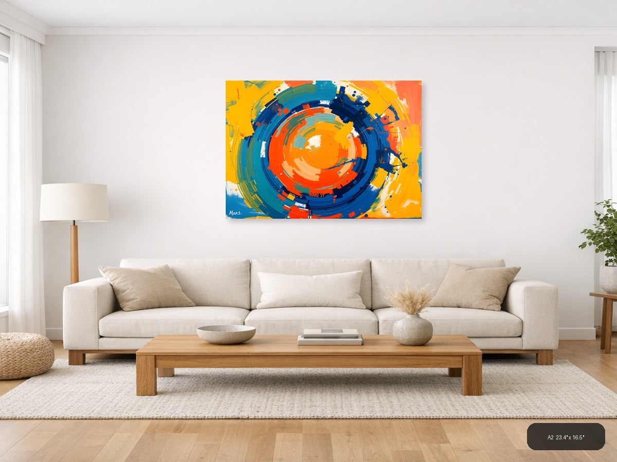Vibrant Concentric Circles Abstract Modern Wall Art — A2 / Living Room