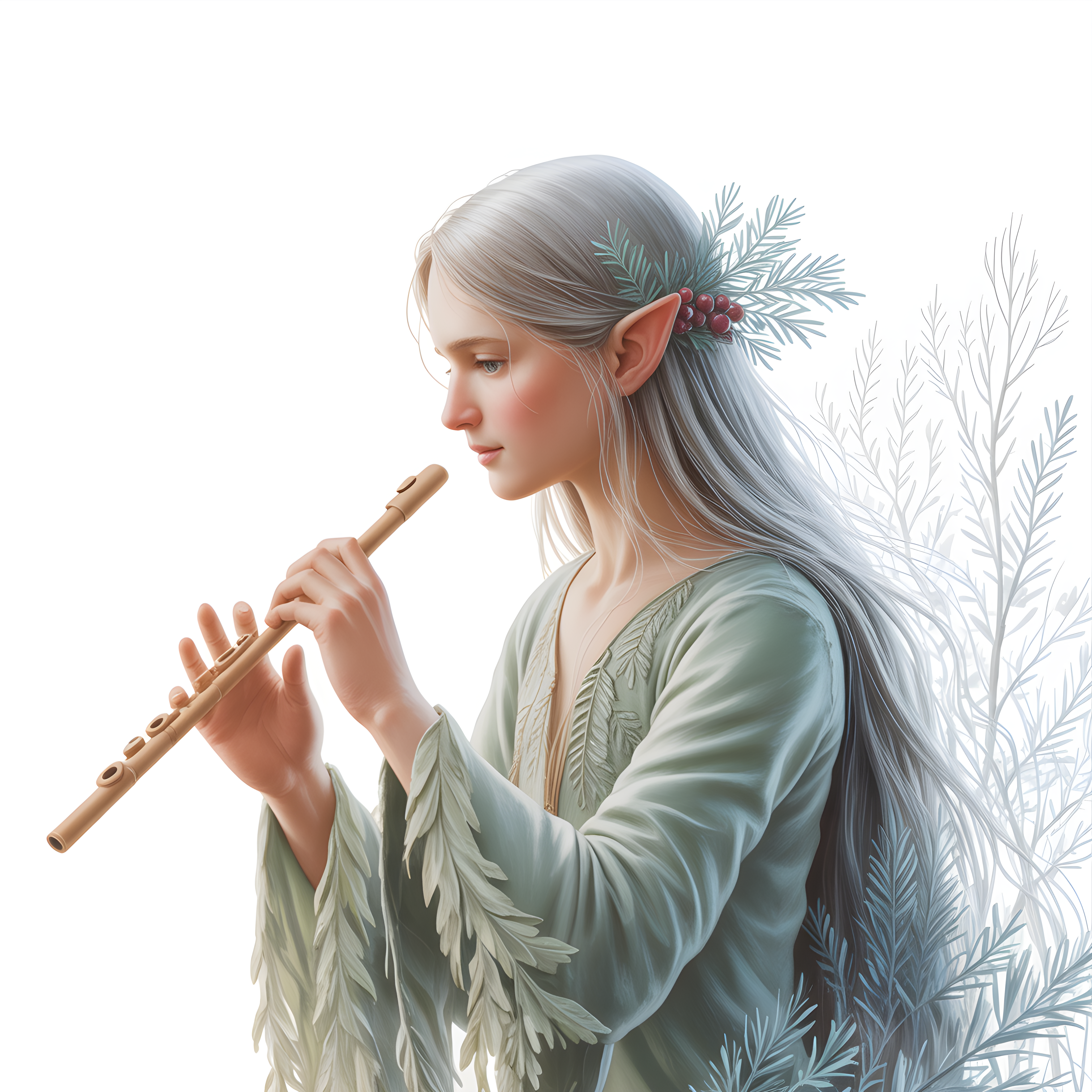 Elf Flute Player Minimalist Wall Art