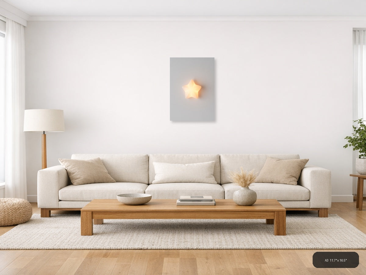 Glowing Star Minimalist Wall Art — A3 / Living Room