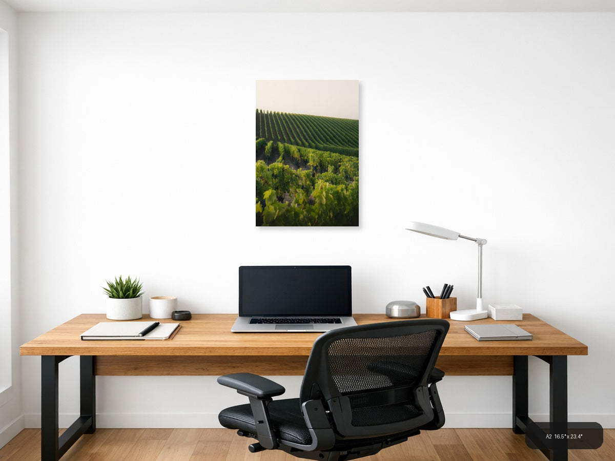 Rolling Vineyard Rows Minimalist Landscape Wall Art — A2 / Office