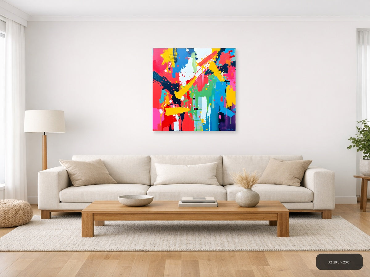 Vibrant Abstract Splash Pop Art Wall Art — A2 / Living Room