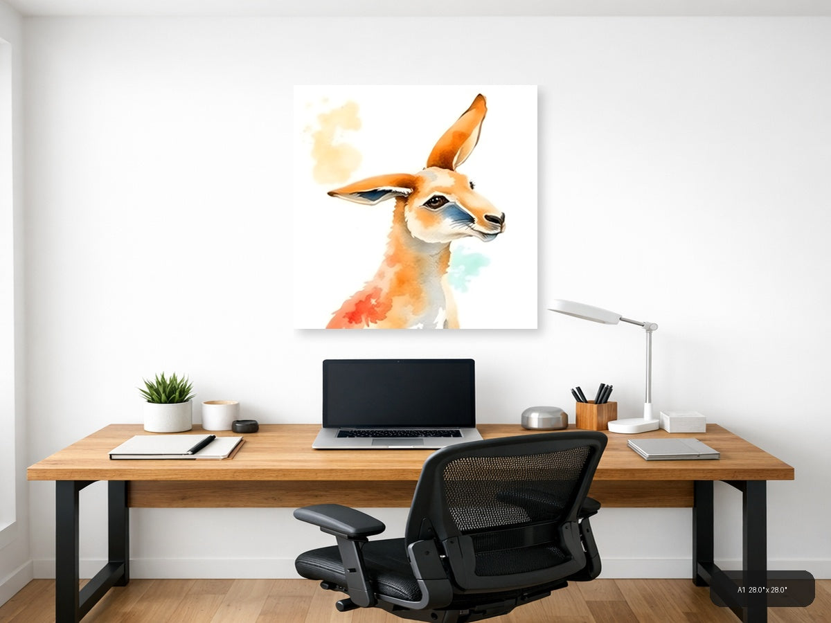 Watercolor Llama Portrait - Orange & White Wall Art — A1 / Office