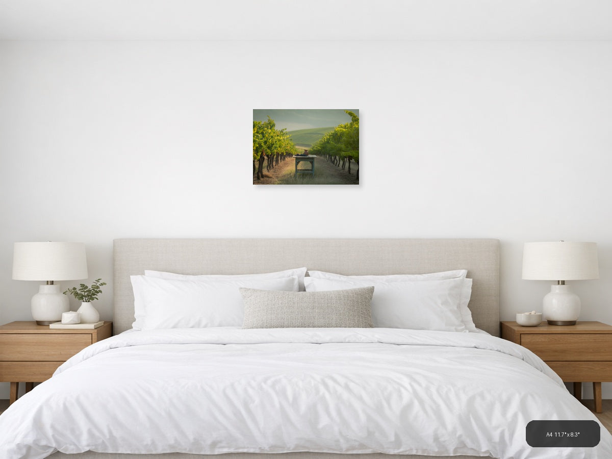 Vineyard Harvest Minimalist Landscape Wall Art — A4 / Bedroom