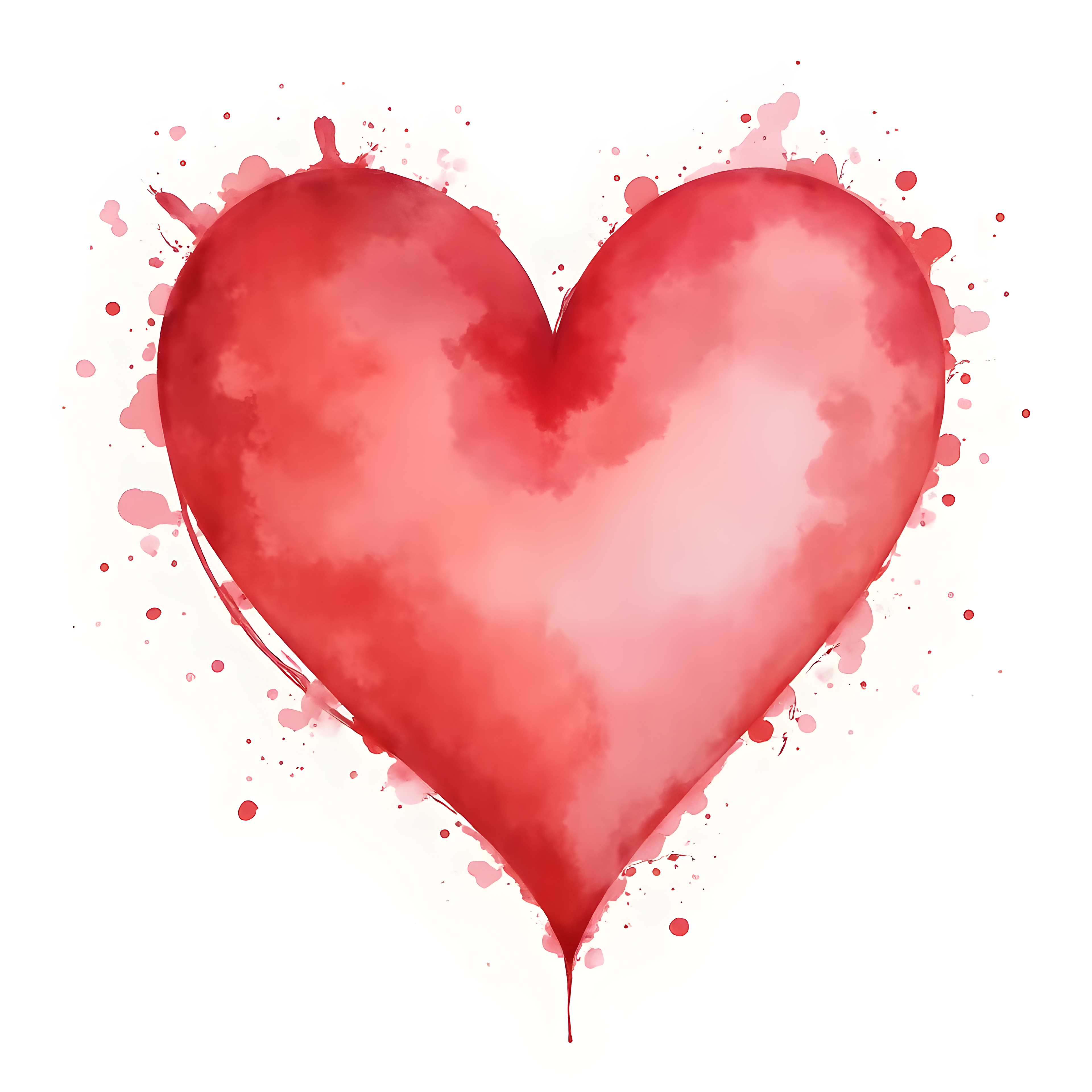 Red Watercolor Heart with Splatter Effect Wall Art