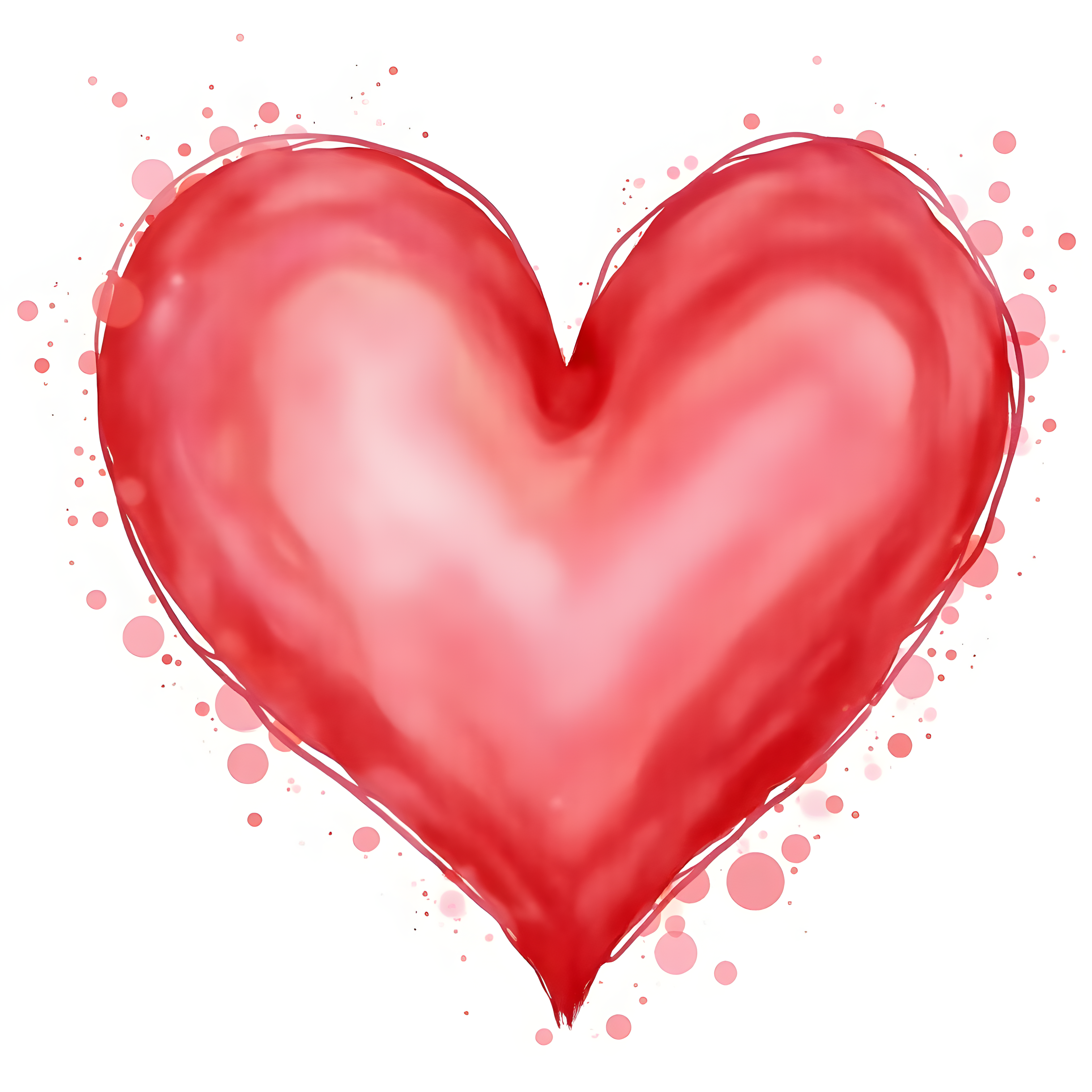 Red Watercolor Heart with Floating Particles Wall Art