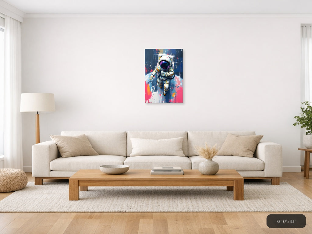 Colorful Astronaut Abstract Portrait Wall Art — A3 / Living Room