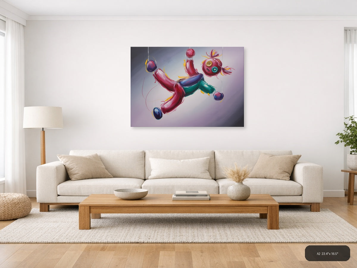 Vibrant Abstract Floating Objects Landscape Wall Art — A2 / Living Room