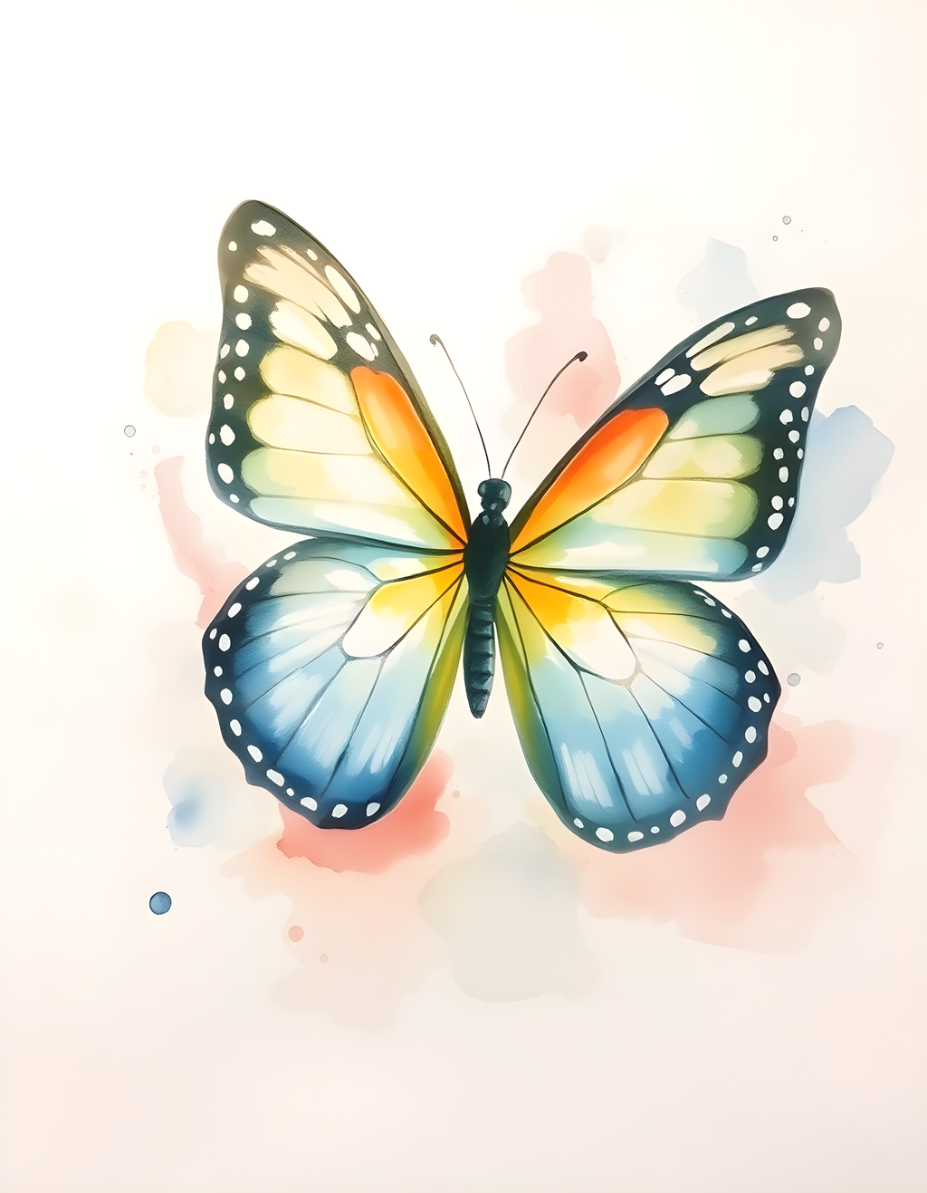 Colorful Watercolor Butterfly Wall Art