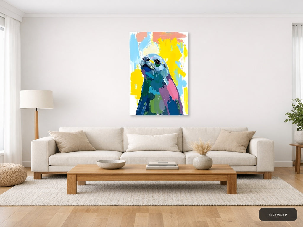 Colorful Abstract Seal Portrait Wall Art — A1 / Living Room