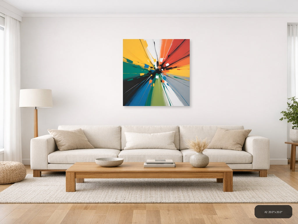 Colorful Abstract Starburst Explosion Square Wall Art — A2 / Living Room