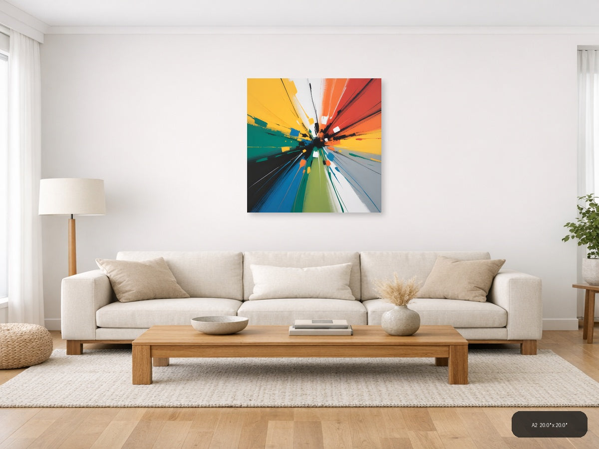 Vibrant Radiant Abstract Burst Multicolor Wall Art — A2 / Living Room