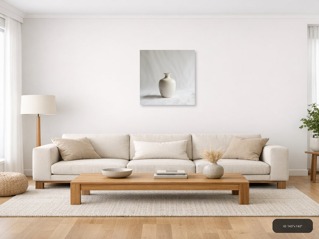 Minimalist White Ceramic Vase Sculpture Wall Art — A3 / Living Room