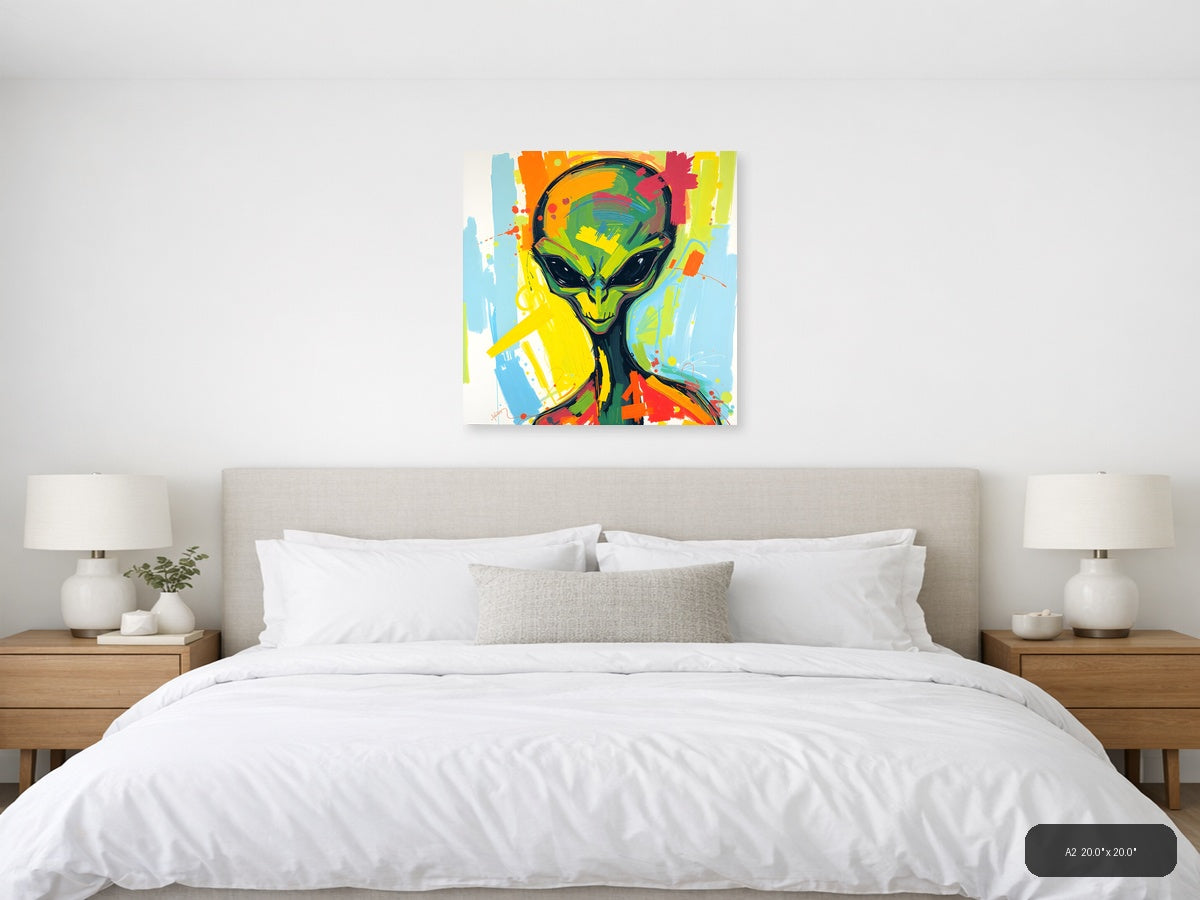 Colorful Abstract Alien Head Modern Wall Art — A2 / Bedroom