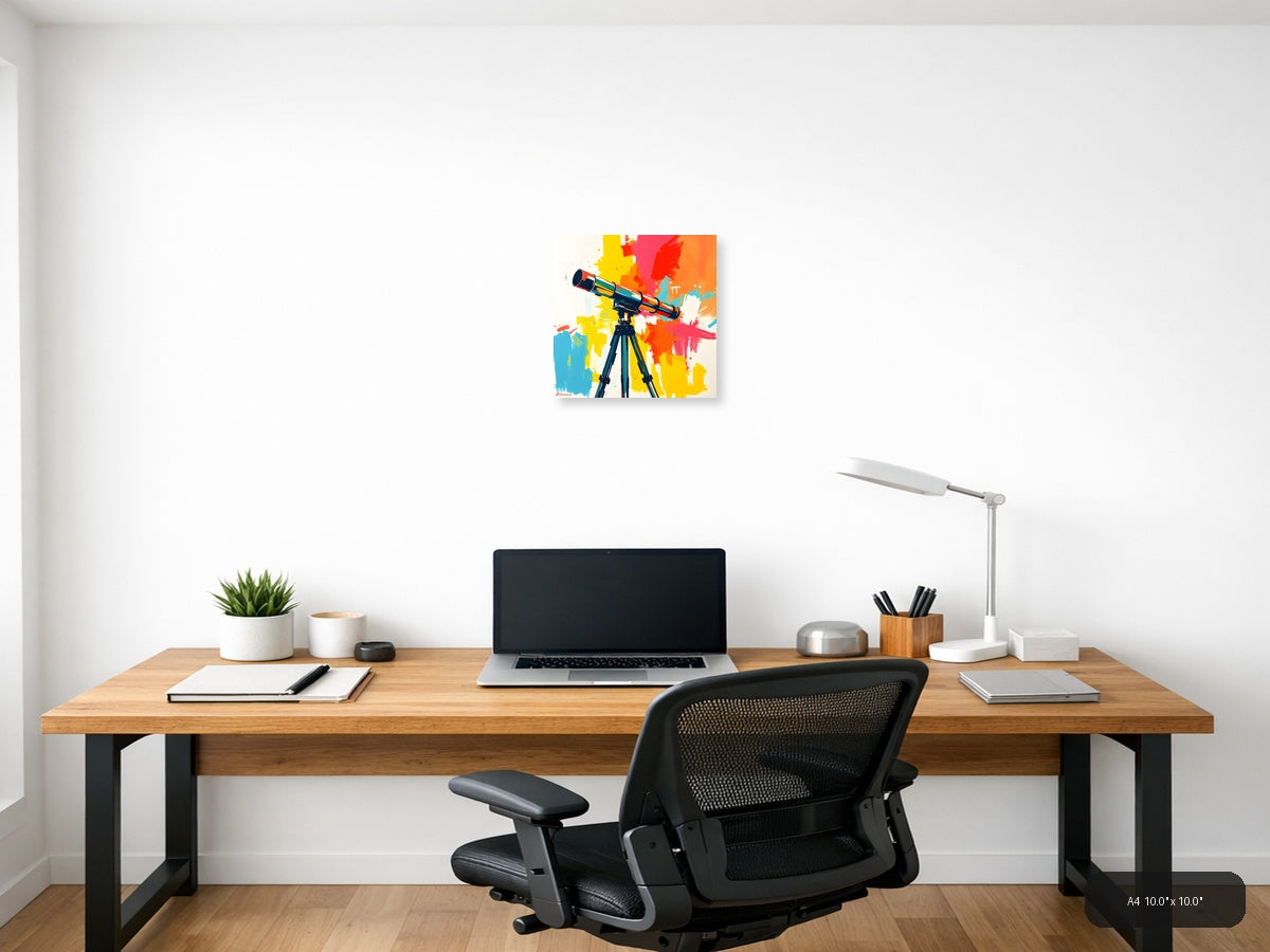 Colorful Telescope Abstract Splatter Wall Art — A4 / Office