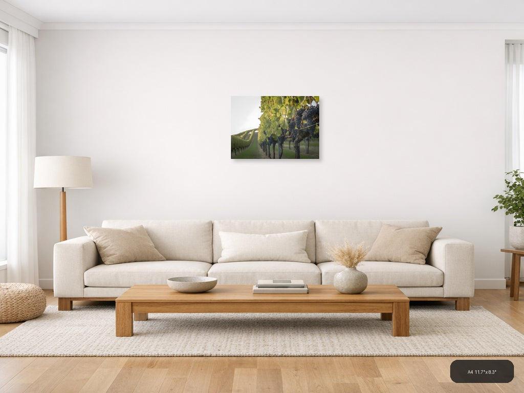 Vineyard Rows Minimalist Landscape Wall Art — A4 / Living Room