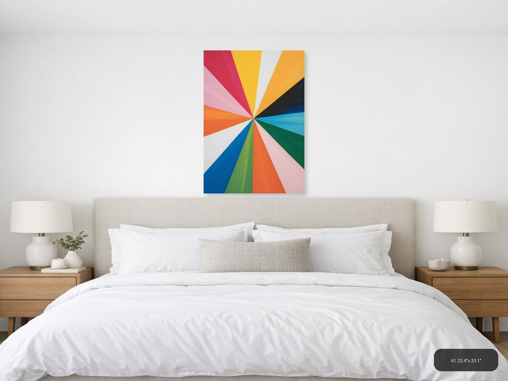 Colorful Radiant Sunburst Abstract Portrait Wall Art — A1 / Bedroom