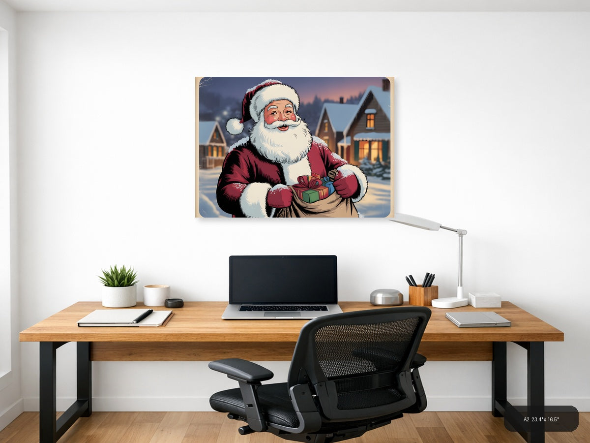 Vintage Santa Claus Christmas Holiday Wall Art — A2 / Office