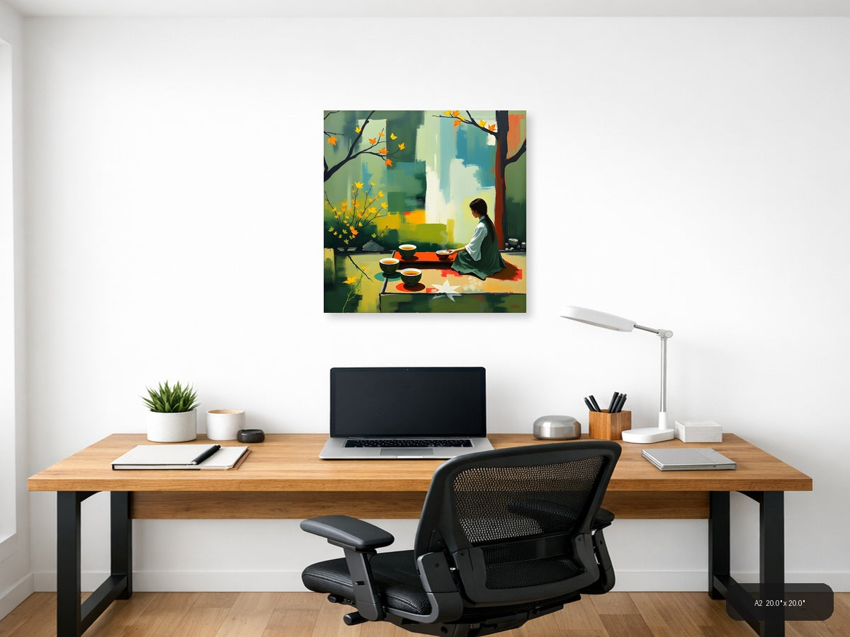 Abstract Autumn Tea Ceremony Asian Wall Art — A2 / Office