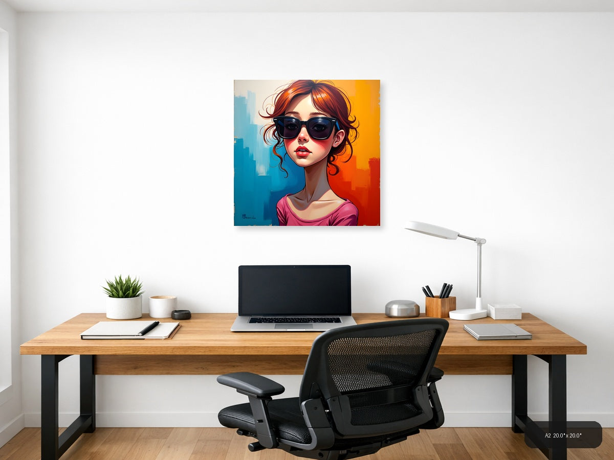 Modern Pop Art Woman with Sunglasses Urban Wall Art — A2 / Office