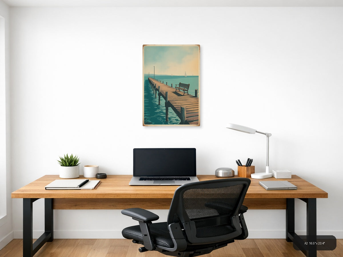 Pier — Vintage (Portrait) Canvas Print | Vintage Wall Art | A4 A3 A2 A1 — A2 / Office