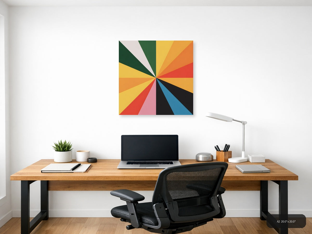 Colorful Sunburst Ray Pattern Photography Wall Art — A2 / Office