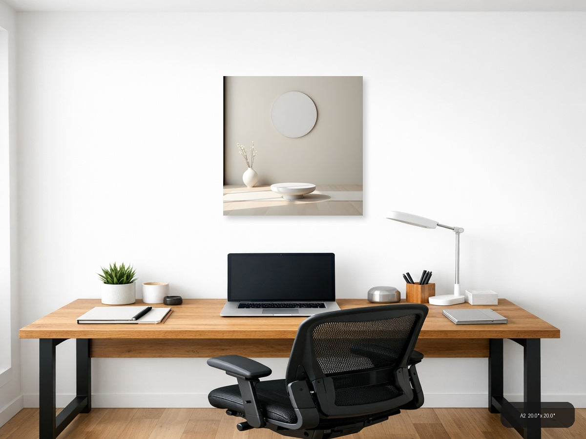 Minimalist Circle Mirror Reflection Wall Art — A2 / Office