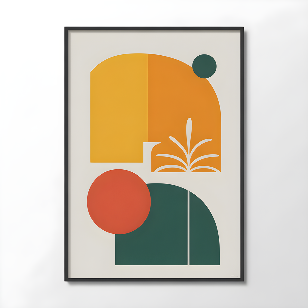 Minimalist Books and Circles Geometric Wall Art
