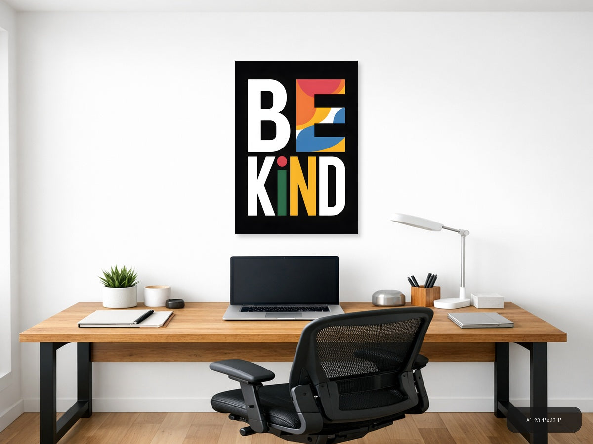 Be Kind Colorful Typography Photography Wall Art — A1 / Office