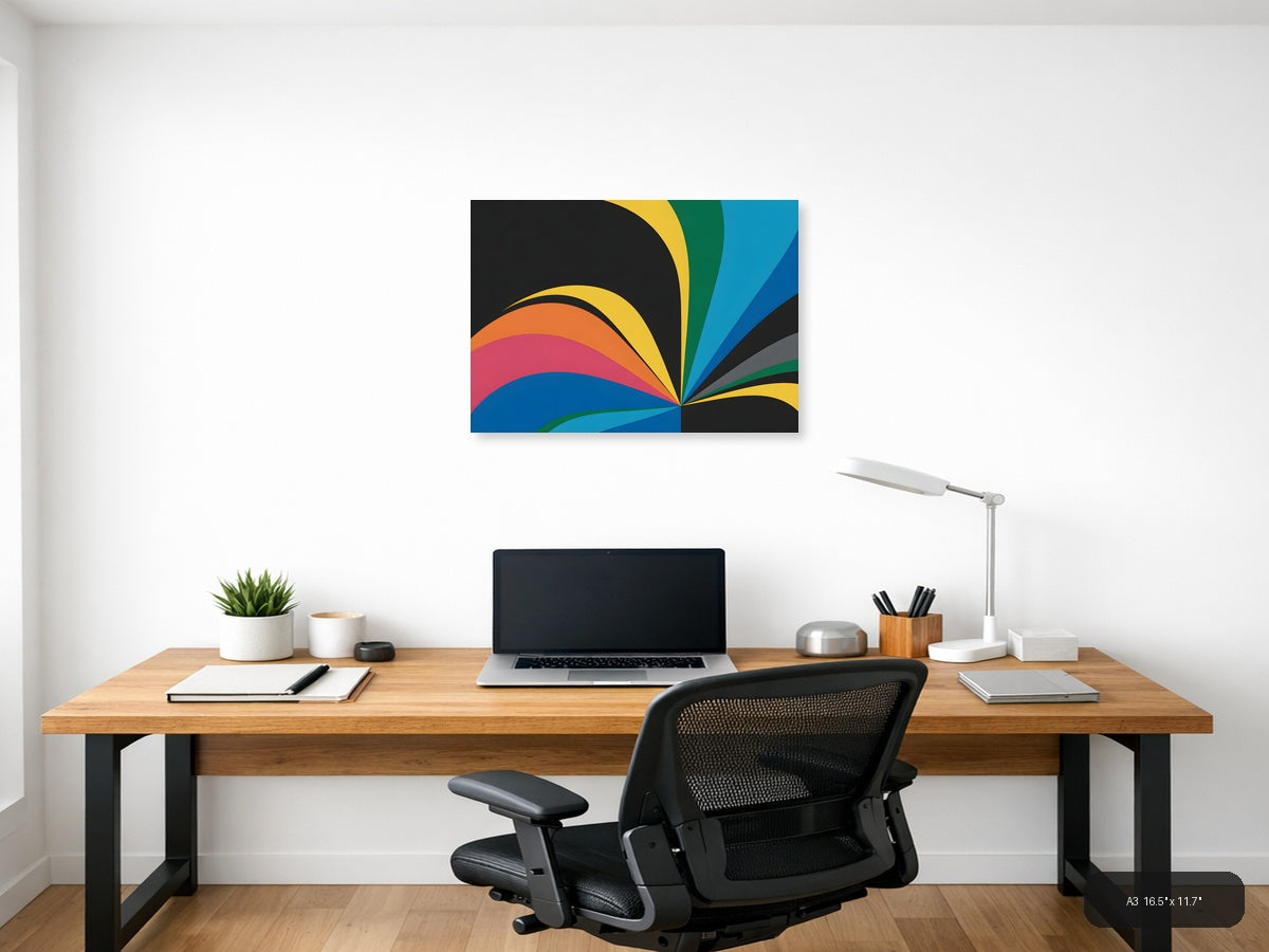 Colorful Rainbow Wave Abstract Photography Wall Art — A3 / Office