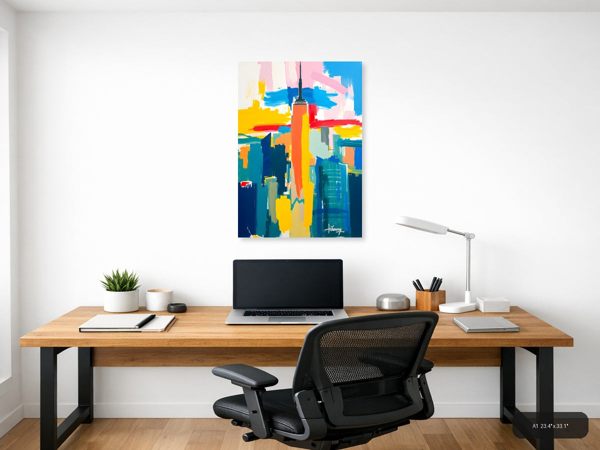 Abstract NYC Skyline - Vibrant Colorful Urban Wall Art — A1 / Office