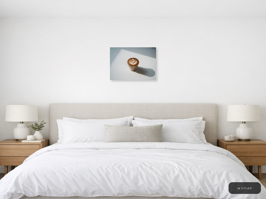 Minimalist Latte Art Coffee Cup Wall Art — A4 / Bedroom