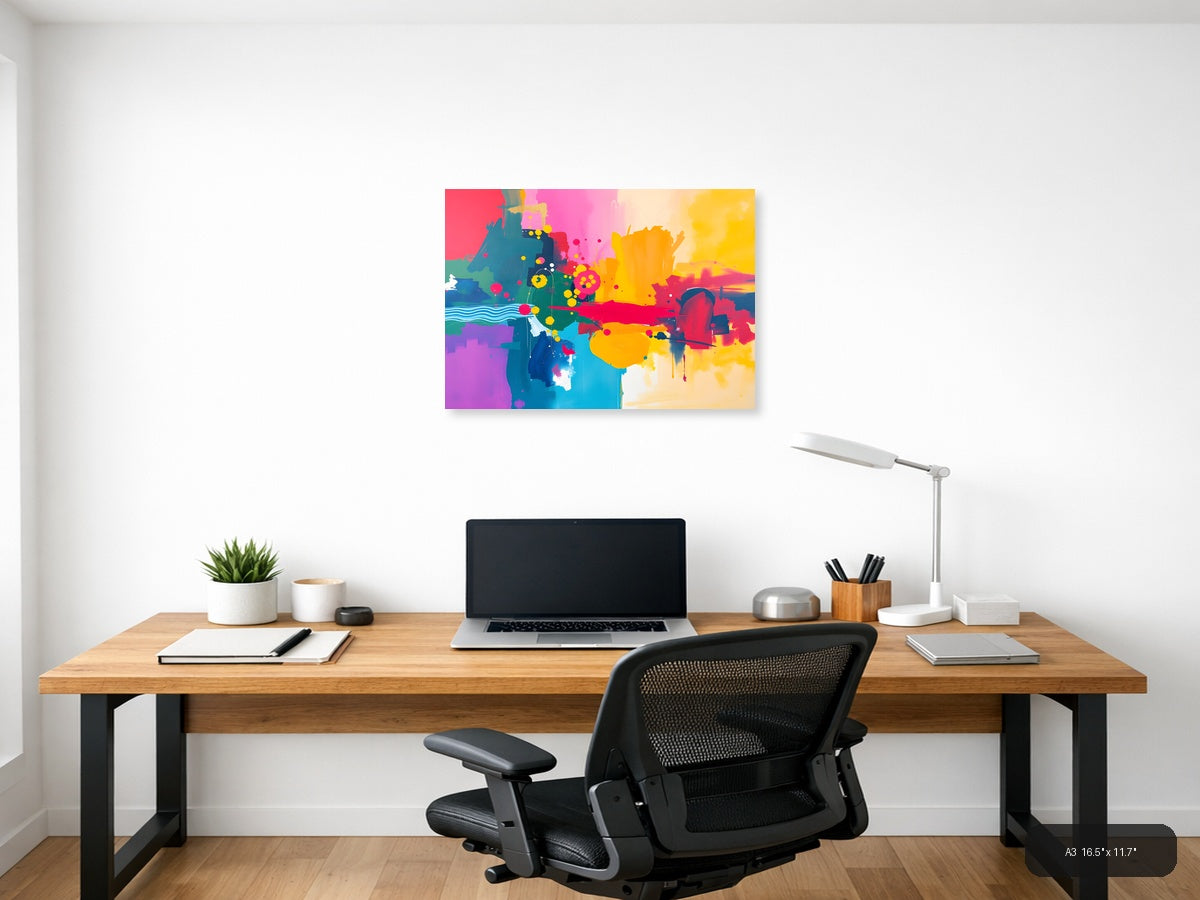 Vibrant Abstract Landscape Colorful Modern Wall Art — A3 / Office
